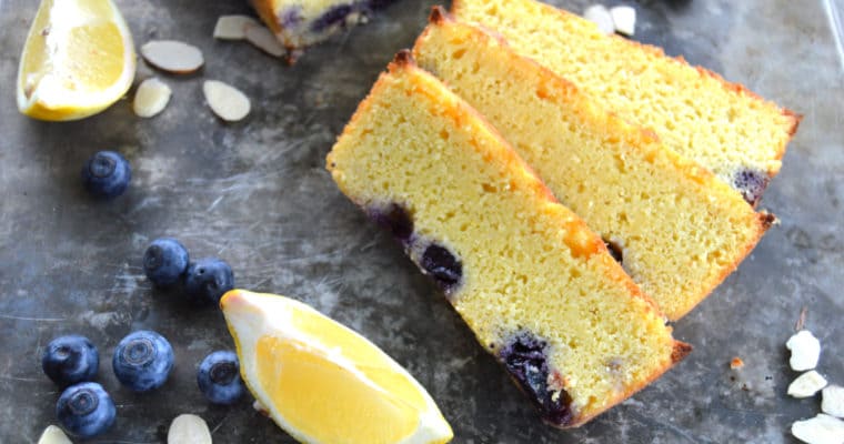 Keto Lemon Pound Cake with Blueberries