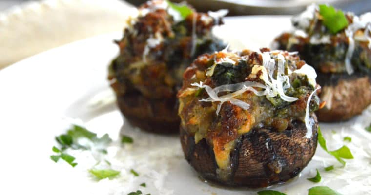 Sausage Stuffed Mushrooms with Spinach