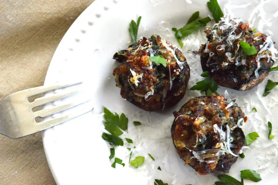 Sausage & Spinach Stuffed Mushrooms...savory, spicy, yummy goodness.