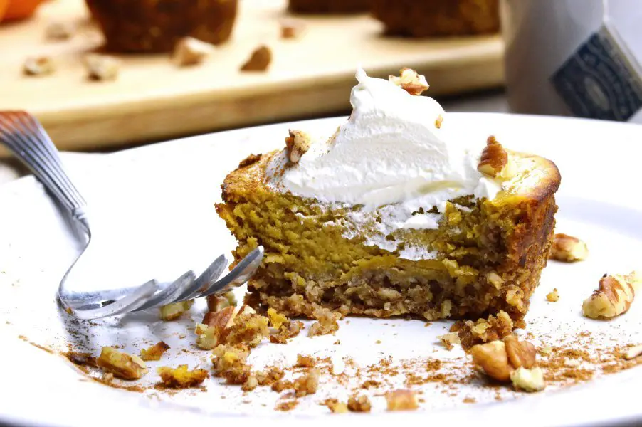 Low carb Maple Pecan Pumpkin Pie On a Plate