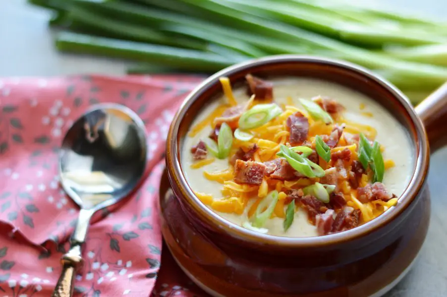 Velvety, Low Carb Loaded Baked Potato Soup 5