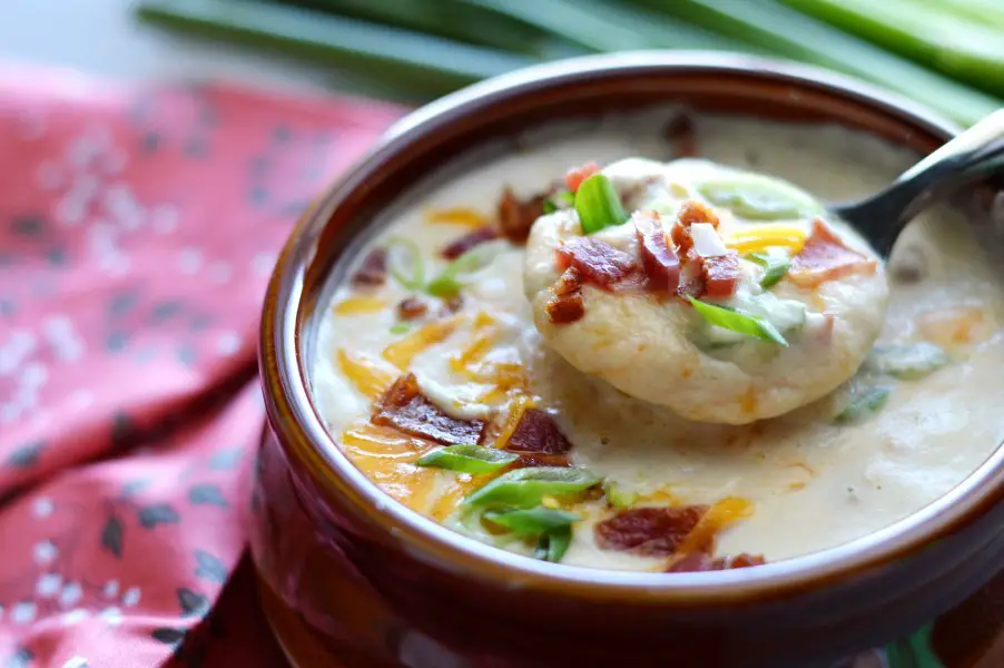 Bowl of Low Carb Loaded Baked Potato Soup