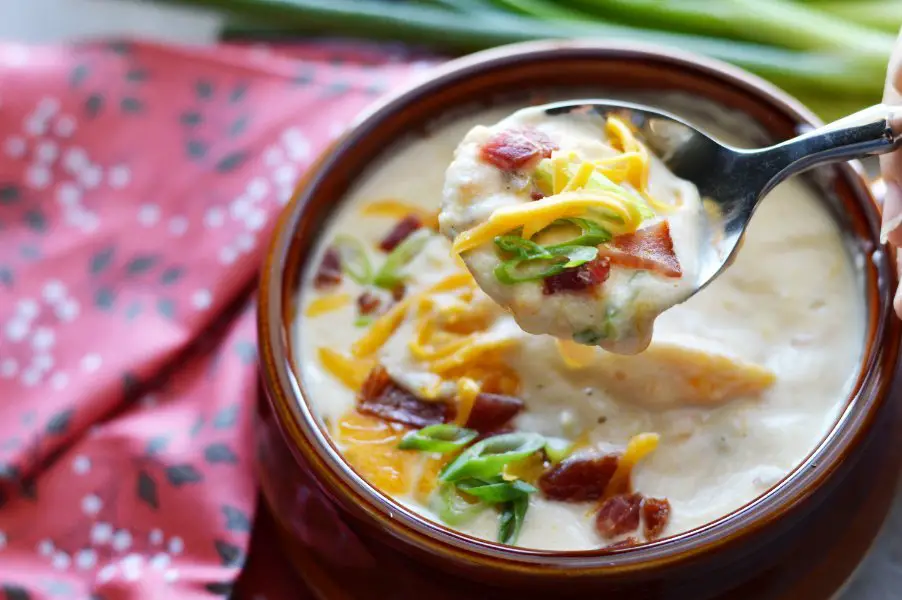 Spoonful of Low Carb Loaded Baked Potato Soup 5