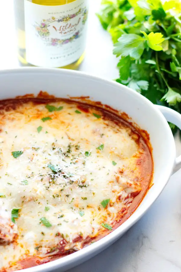 Cheesy Venison Parmesan in Dish - Low Carb, Keto, Gluten Free