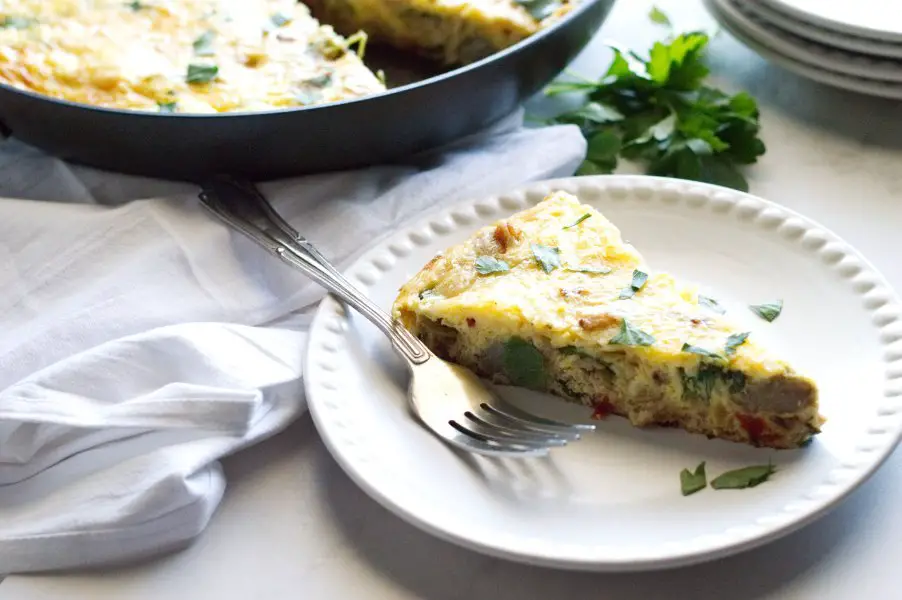 Piece of Chicken Artichoke Frittata - Keto, Low Carb, Gluten Free