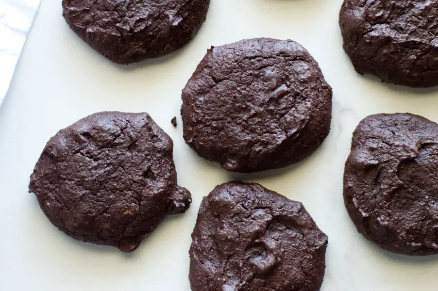 Keto Low Carb Double Fudge Cookies Out of the Oven - Gluten Free