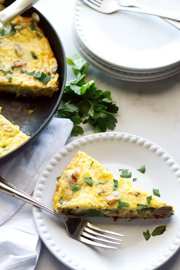 Slice of Chicken Artichoke Frittata