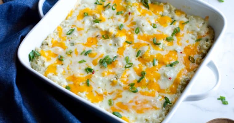 Cheesy Green Chile Cauliflower Casserole
