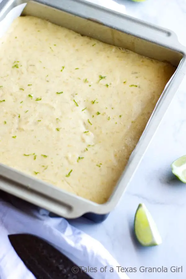 Keto and Low Carb Key Lime Bars out of the oven