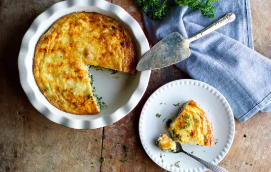 Crustless Bacon and Greens Quiche