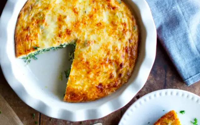 Crustless Bacon and Greens Quiche