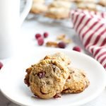 keto cookie with cranberry walnuts and coconut on a plate